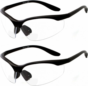 grinderPUNCH 2 Pair Safety Glasses ANSI Z87 Impact Resistant Non-Slip Wrap Around Clear Lens Bifocal Reading Glasses