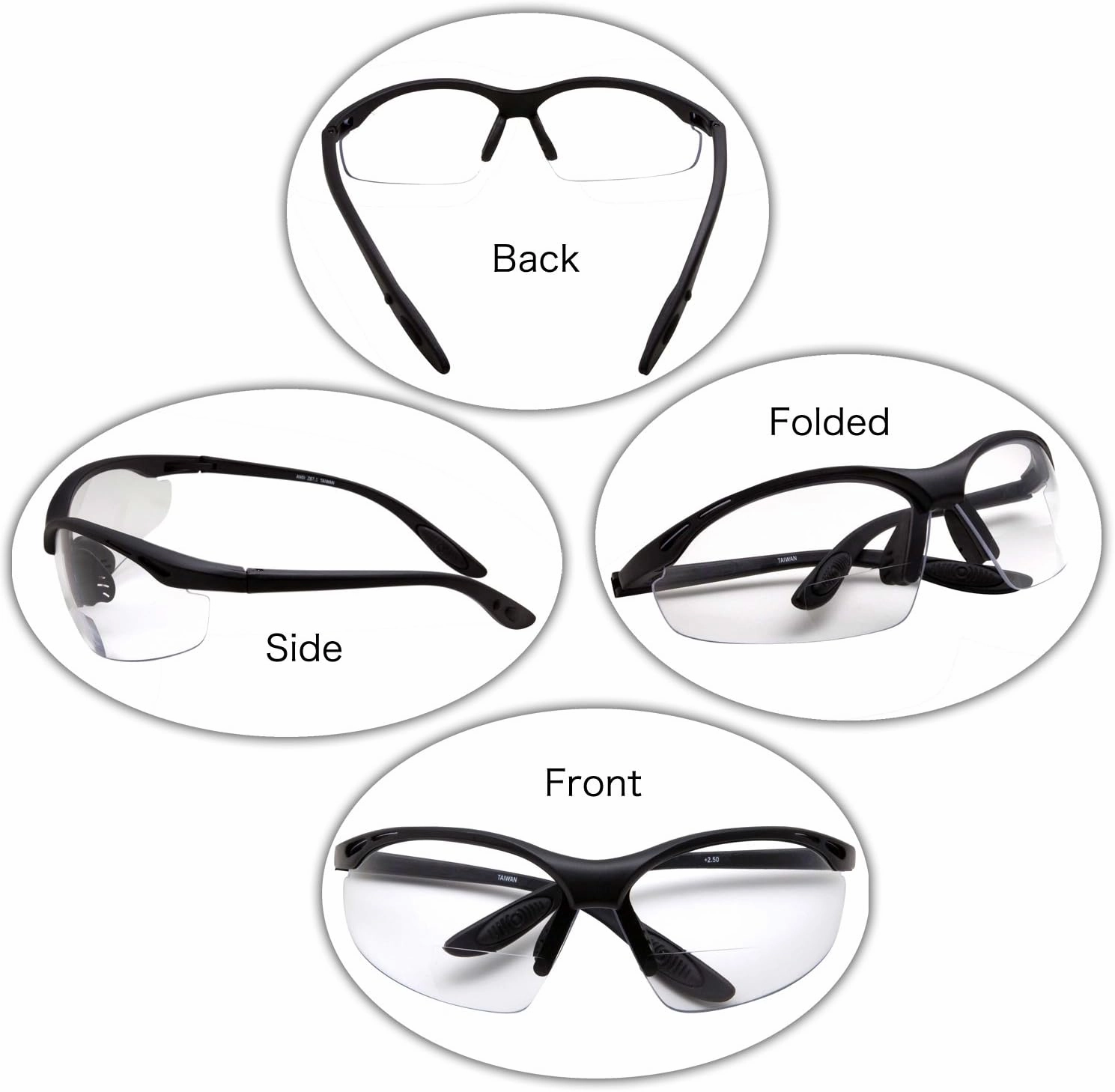 grinderPUNCH 2 Pair Safety Glasses ANSI Z87 Impact Resistant Non-Slip Wrap Around Clear Lens Bifocal Reading Glasses