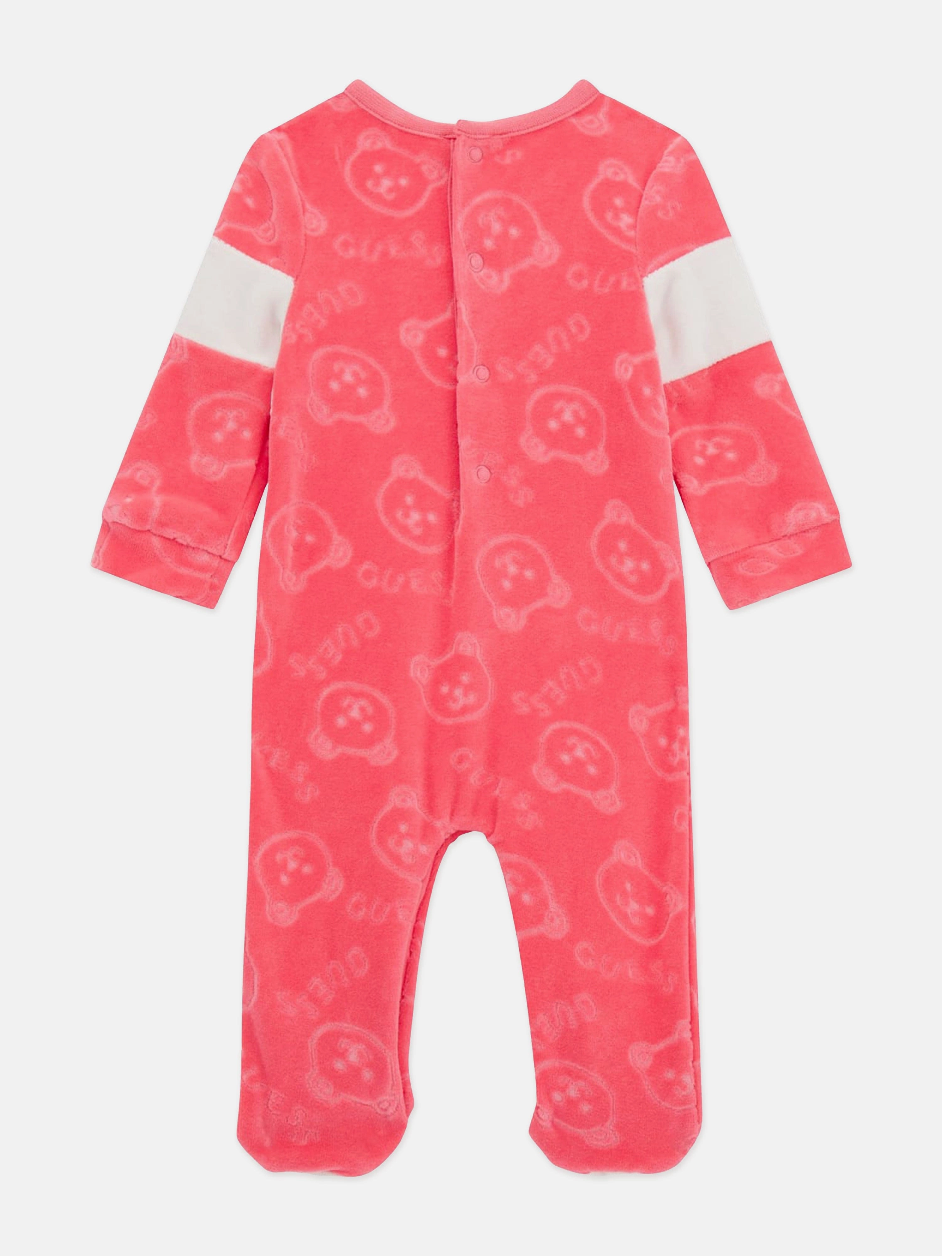 Guess Baby Girls Chenille Teddy Babygrow in Pink