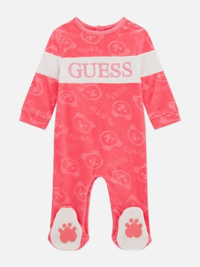 Guess Baby Girls Chenille Teddy Babygrow in Pink