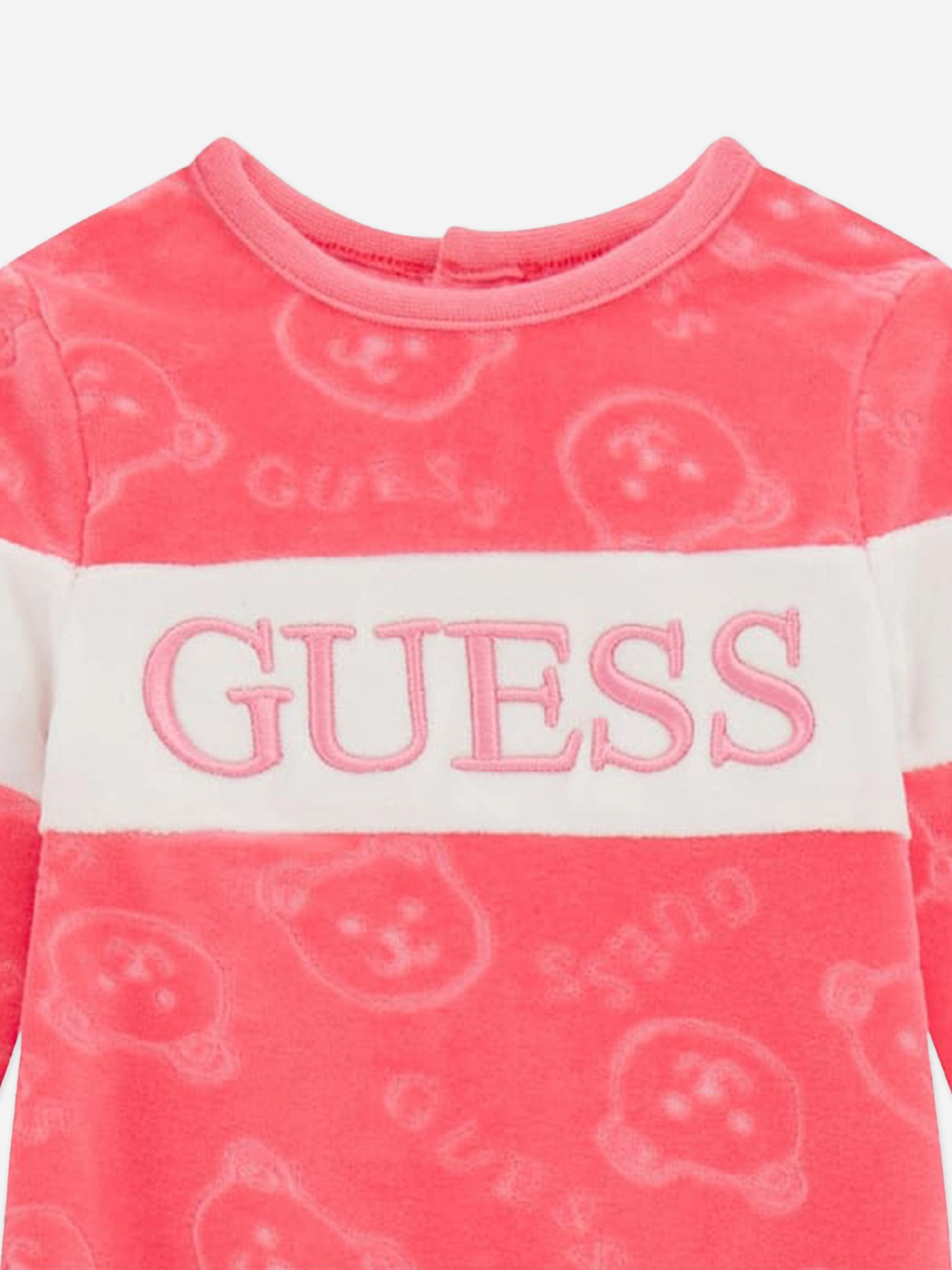 Guess Baby Girls Chenille Teddy Babygrow in Pink