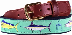 Guy Harvey Mens Leather Tab Belts