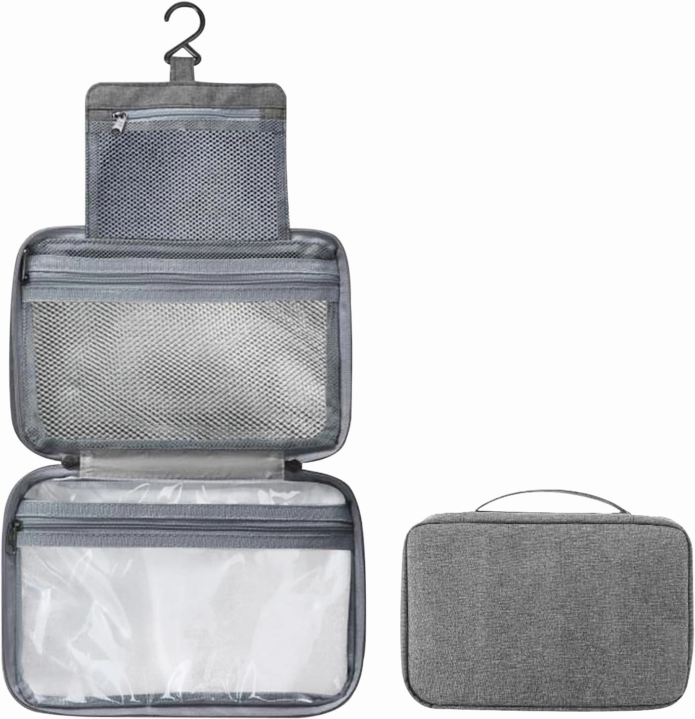 hanging travel toiletry bag with Hanging Hook,Water-resistant Makeup Cosmetic Bag Travel Organizer for Accessories,Portable Toiletry Travel Organizer Bag (Grey, Medium)