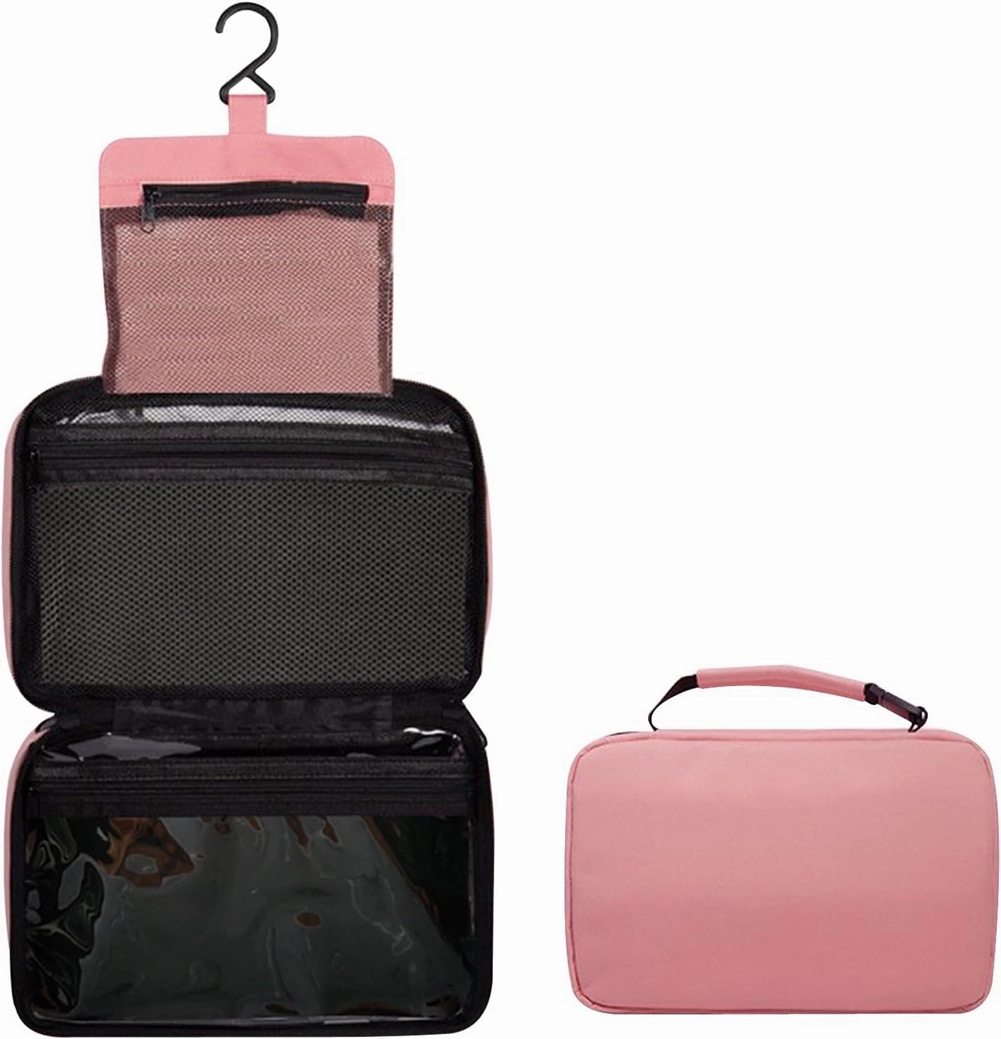 hanging travel toiletry bag with Hanging Hook,Water-resistant Makeup Cosmetic Bag Travel Organizer for Accessories,Portable Toiletry Travel Organizer Bag (Pink, Medium)