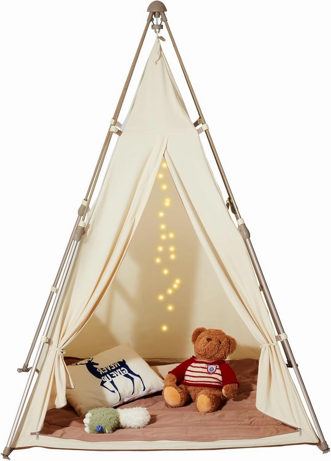 Happybuy Kids Play Tent, Foldable for 1-5-Year-Olds, with Windows, Mat & Bag, Indoors & Outdoors, Beige