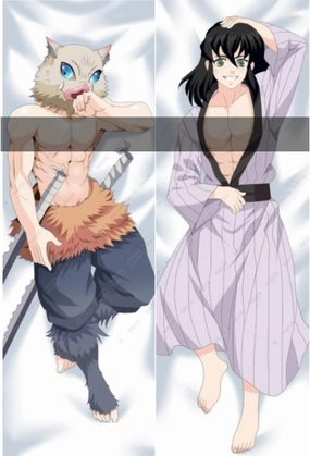 Hashibira Inosuke Anime Pillowcase Hugging Pillow Dakimakura Body Pillow Case Cover 150 x 50 cm Peach Skin (Hashibira Inosuke 1)