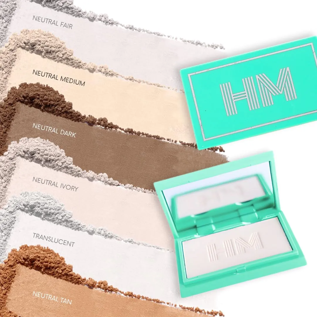 Haute Minute Translucent Smooth Setting Vegan Pressed Powder Makeup and Blurring Face Powder Foundation Full Coverage — Perfect for Travel Size Make Up, Talc-Free, For Oily & Dry Skin with Mirror