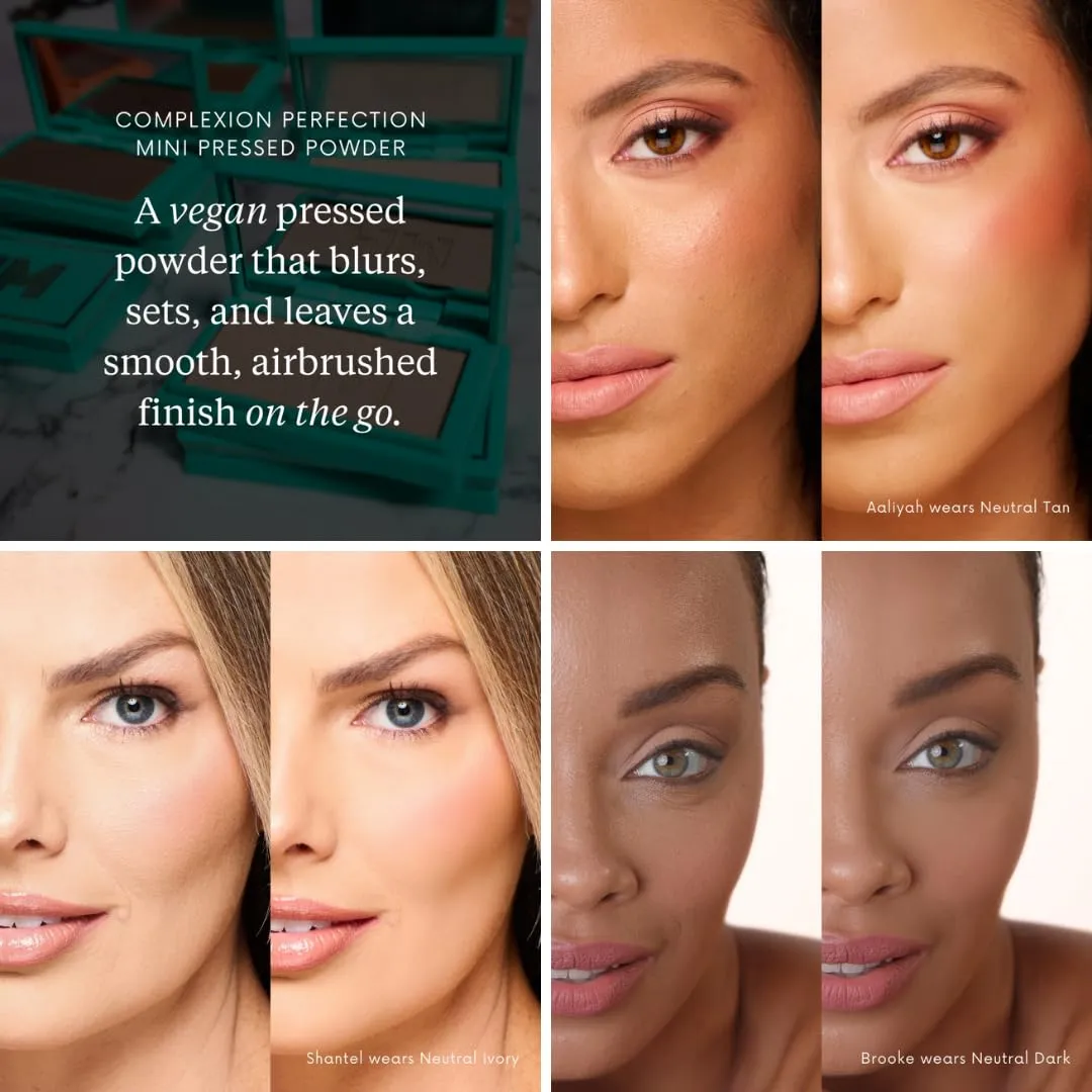 Haute Minute Translucent Smooth Setting Vegan Pressed Powder Makeup and Blurring Face Powder Foundation Full Coverage — Perfect for Travel Size Make Up, Talc-Free, For Oily & Dry Skin with Mirror