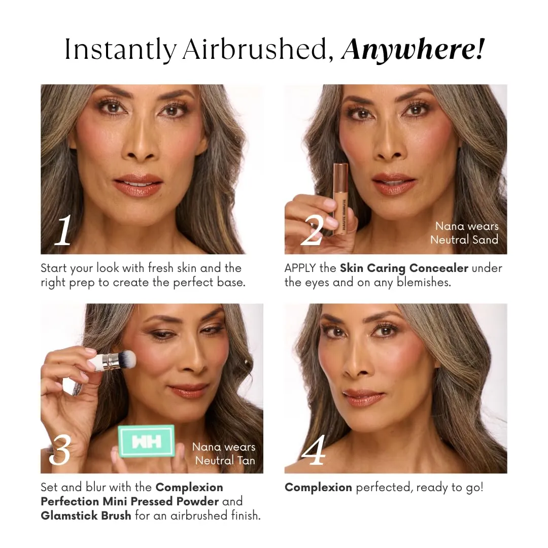 Haute Minute Translucent Smooth Setting Vegan Pressed Powder Makeup and Blurring Face Powder Foundation Full Coverage — Perfect for Travel Size Make Up, Talc-Free, For Oily & Dry Skin with Mirror