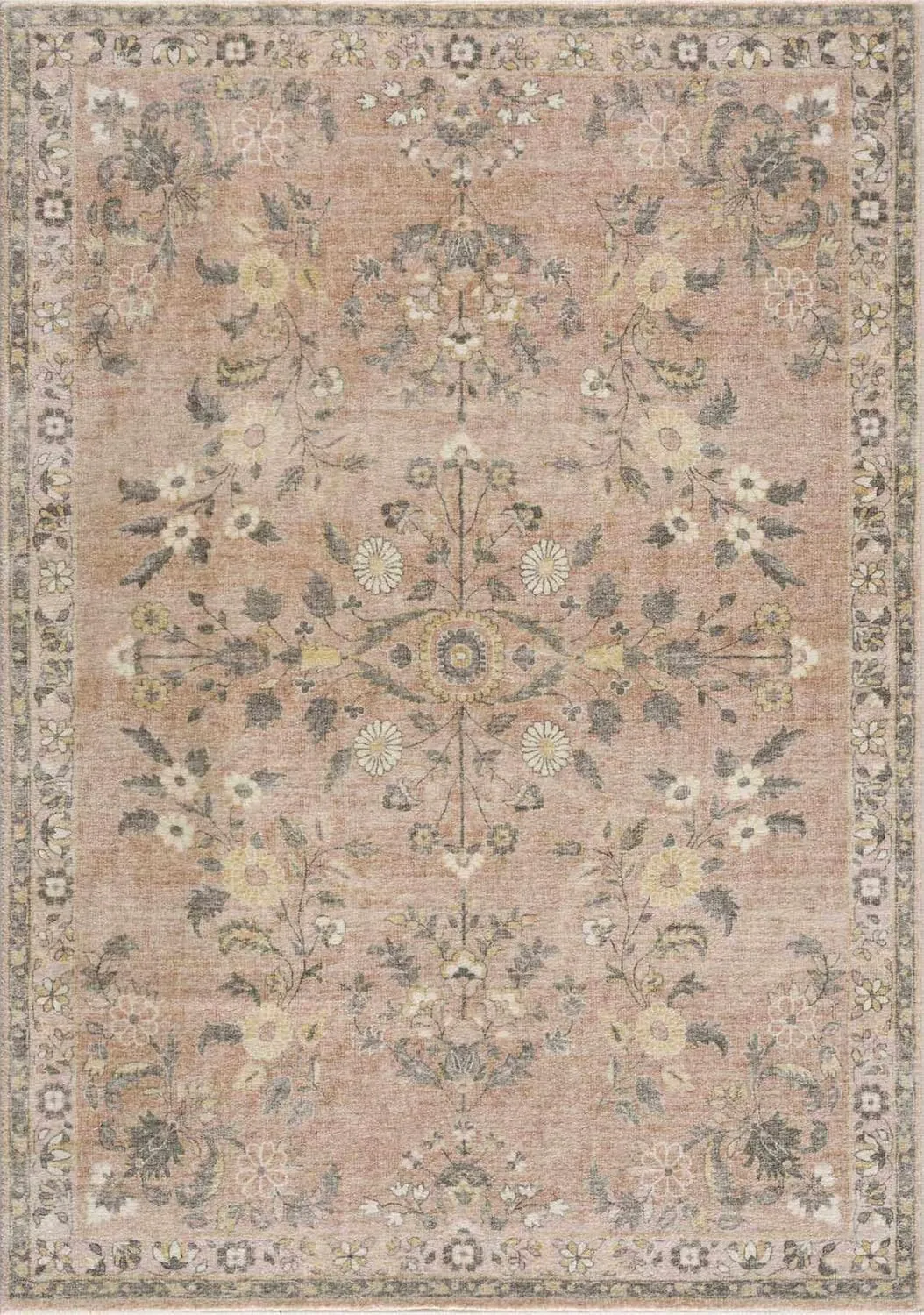 Hauteloom Coalburn Living Room, Bedroom Area Rug - Traditional - Cream, Pale Pink, Peach - 18" Sample