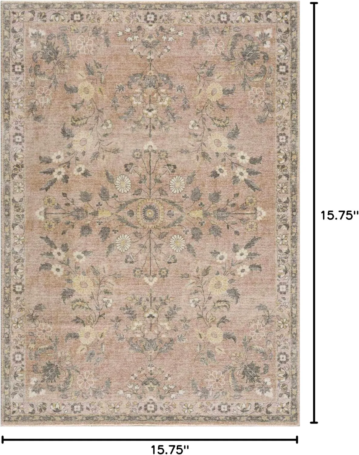 Hauteloom Coalburn Living Room, Bedroom Area Rug - Traditional - Cream, Pale Pink, Peach - 18" Sample