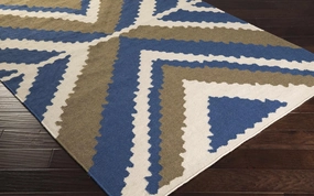 Hauteloom Doncaster Wool Living Room, Bedroom Area Rug - Bohemian, Transitional - Navy, Peach, Charcoal - 2' x 3'