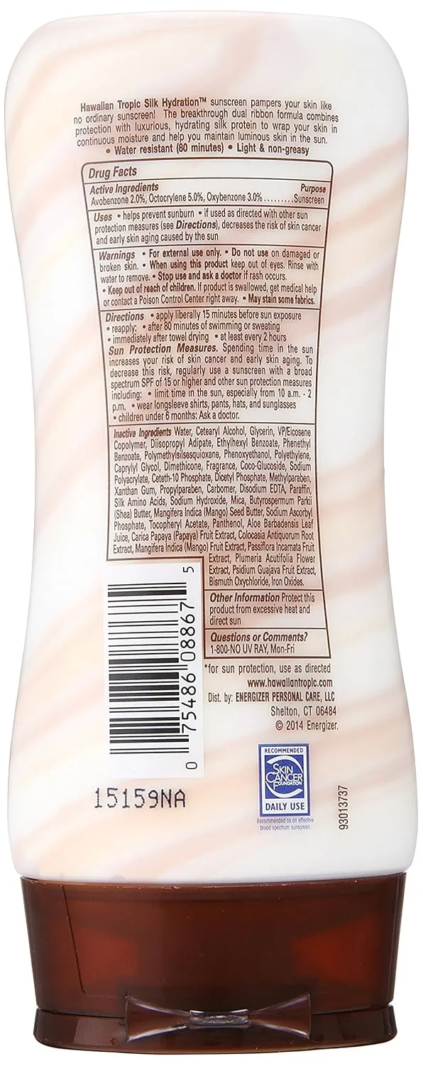 Hawaiian Tropic Sunscreen Silk Hydration Moisturizing Broad Spectrum Sun Care Sunscreen Lotion - SPF 30, 6 Ounce