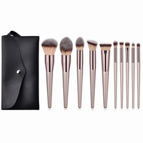 HBJWOV Makeup brush 10 pieces champagne gold set lip brush powder powder blusher foundation make-up brush