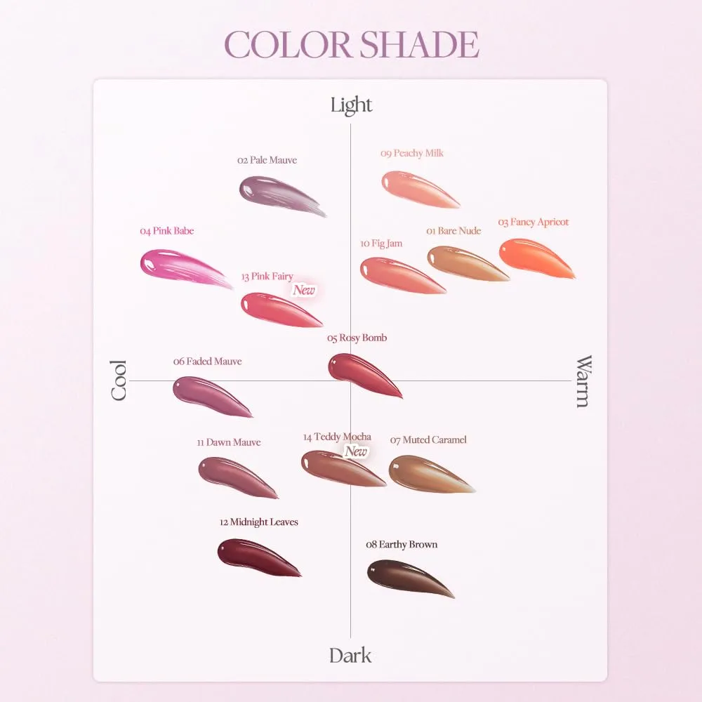 Heart Percent Dote On Mood One Way Glowy Tint, Glass-like High Shine Glossy Finish w/Long-Lasting Luminous Color Lip Stain for Glowy Look, #06. Faded Mauve
