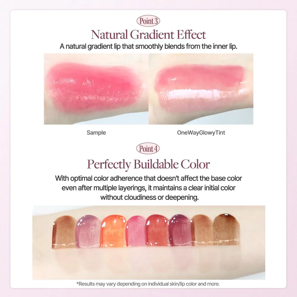 Heart Percent Dote On Mood One Way Glowy Tint, Glass-like High Shine Glossy Finish w/Long-Lasting Luminous Color Lip Stain for Glowy Look, #06. Faded Mauve