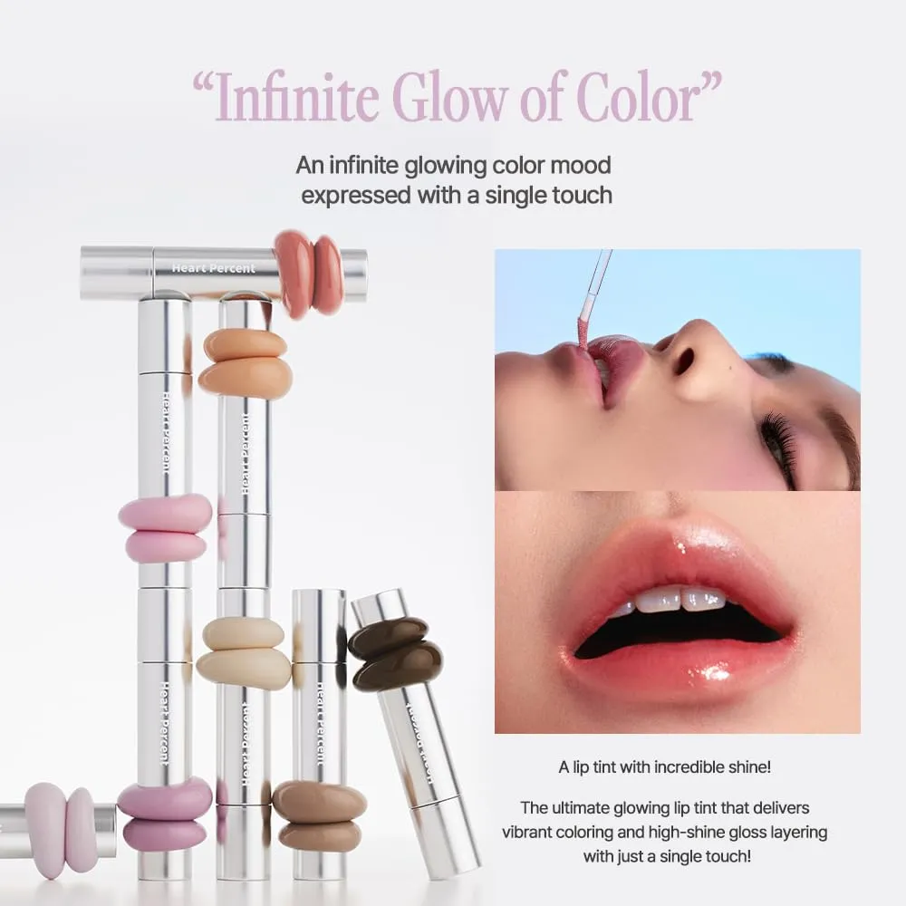 Heart Percent Dote On Mood One Way Glowy Tint, Glass-like High Shine Glossy Finish w/Long-Lasting Luminous Color Lip Stain for Glowy Look, #06. Faded Mauve