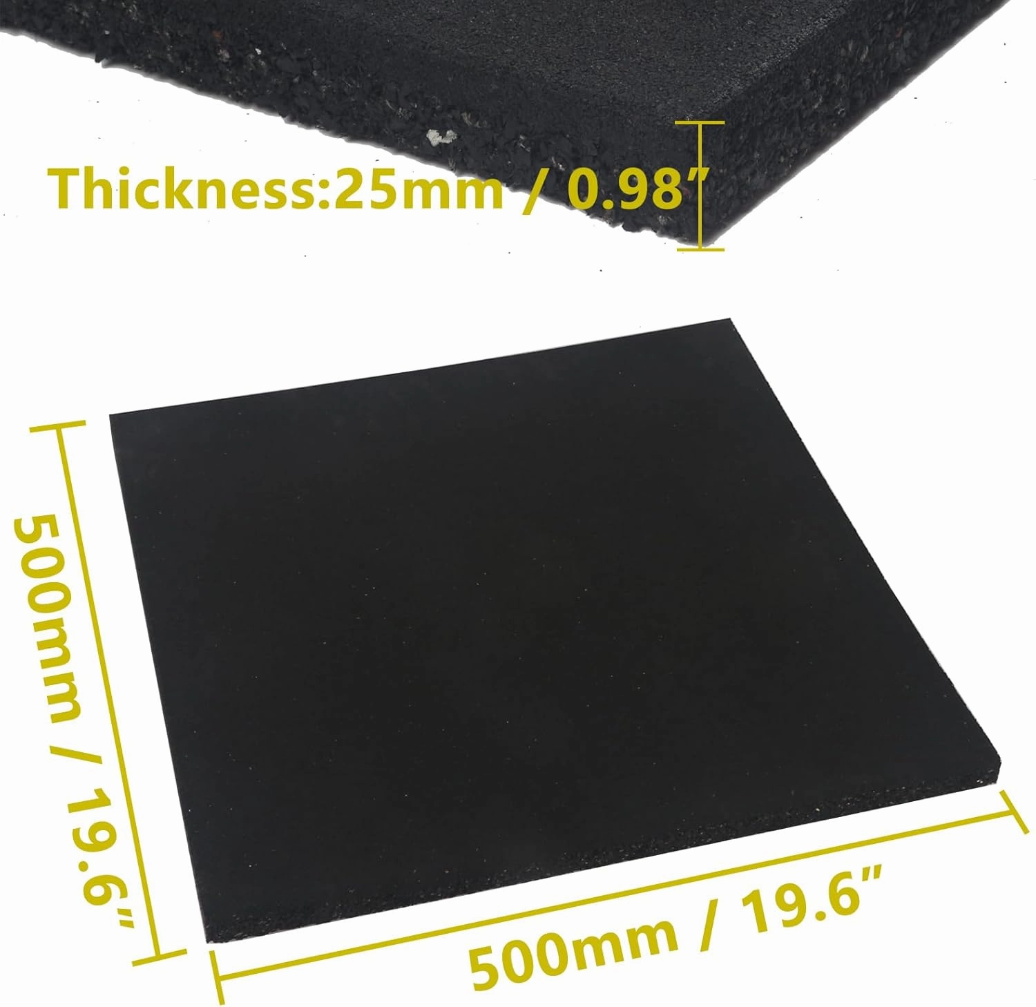 Heavy Duty Exercise Equipment Rubber Mat Flooring for Gym or Garage Gym,0.98 inch Thick,4 Pack 19.67”x19.67” Rubber Exercise Workout Equipment Ground Mat,10.76 Sq Ft (0.98 Inch)