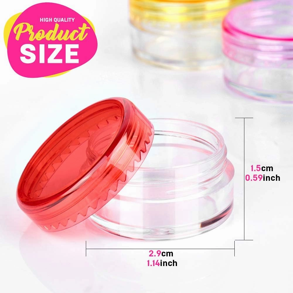 HNYYZL Sample Container,5 Gram Empty Plastic Cosmetic Pot Jars for Eye Shadow Nails Powder Jewelry Cosmetic Lip Balm Lip Gloss Cream Lotion(10 colors, 100 Pcs)