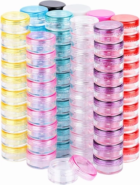 HNYYZL Sample Container,5 Gram Empty Plastic Cosmetic Pot Jars for Eye Shadow Nails Powder Jewelry Cosmetic Lip Balm Lip Gloss Cream Lotion(10 colors, 100 Pcs)