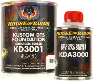 House of Kolor Quart Kit Black Color Kd3000 DTS Surfacer/Sealer W/Hardener