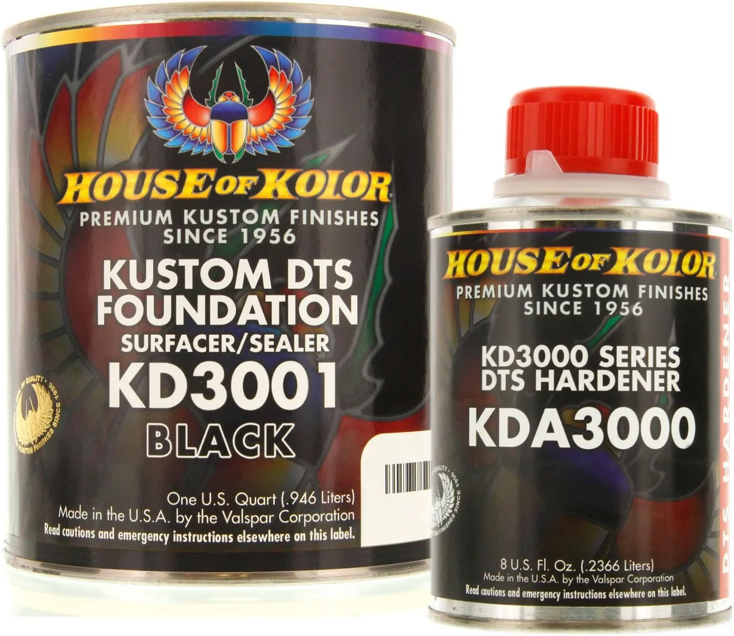 House of Kolor Quart Kit Black Color Kd3000 DTS Surfacer/Sealer W/Hardener