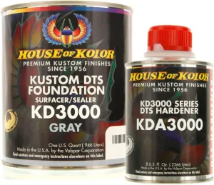 House of Kolor Quart Kit Gray Color Kd3000 Dts Surfacer/Sealer W/Hardener