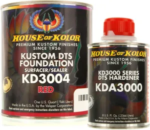 House of Kolor Quart Kit Red Color Kd3000 DTS Surfacer/Sealer W/Hardener