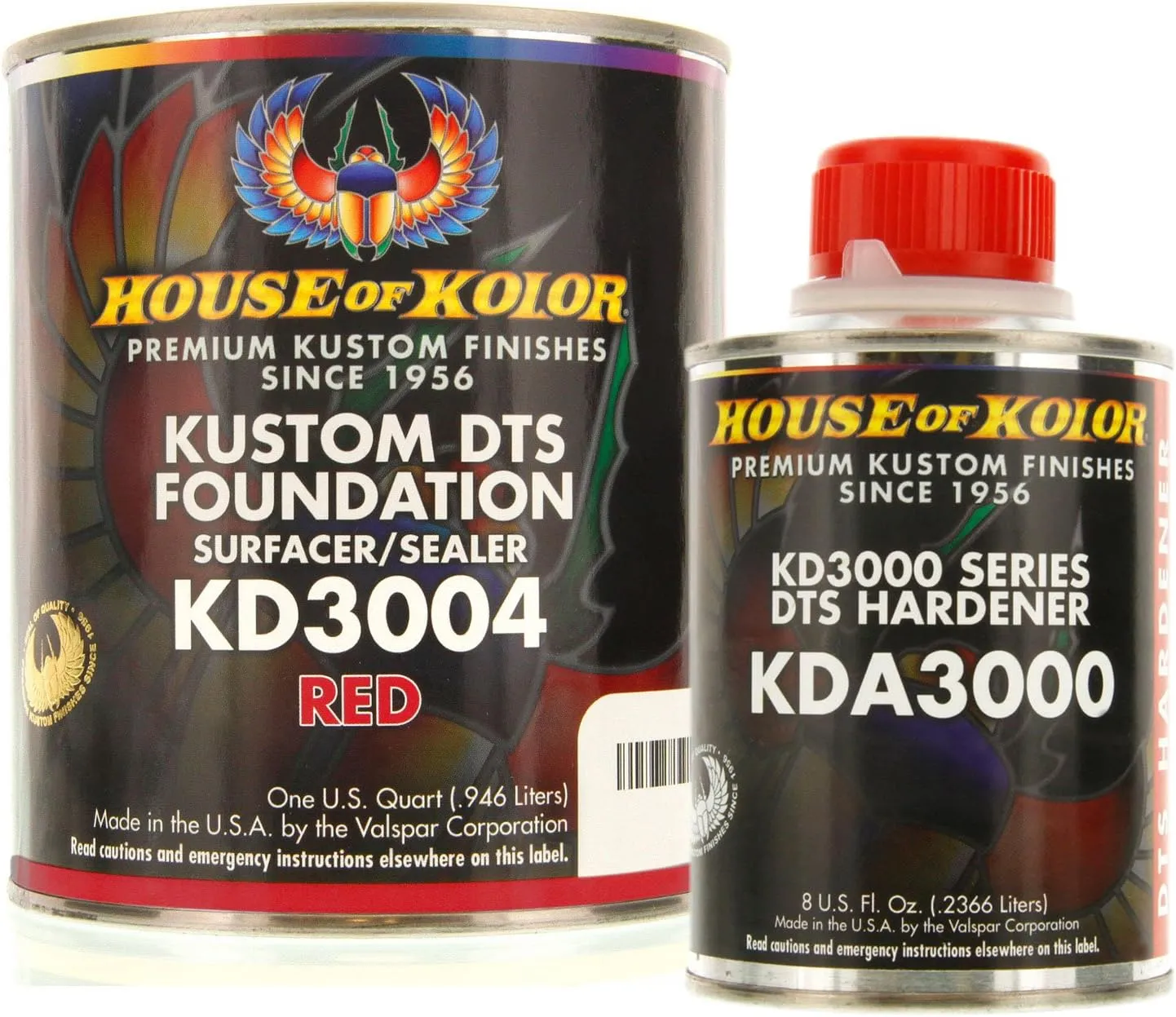 House of Kolor Quart Kit Red Color Kd3000 DTS Surfacer/Sealer W/Hardener