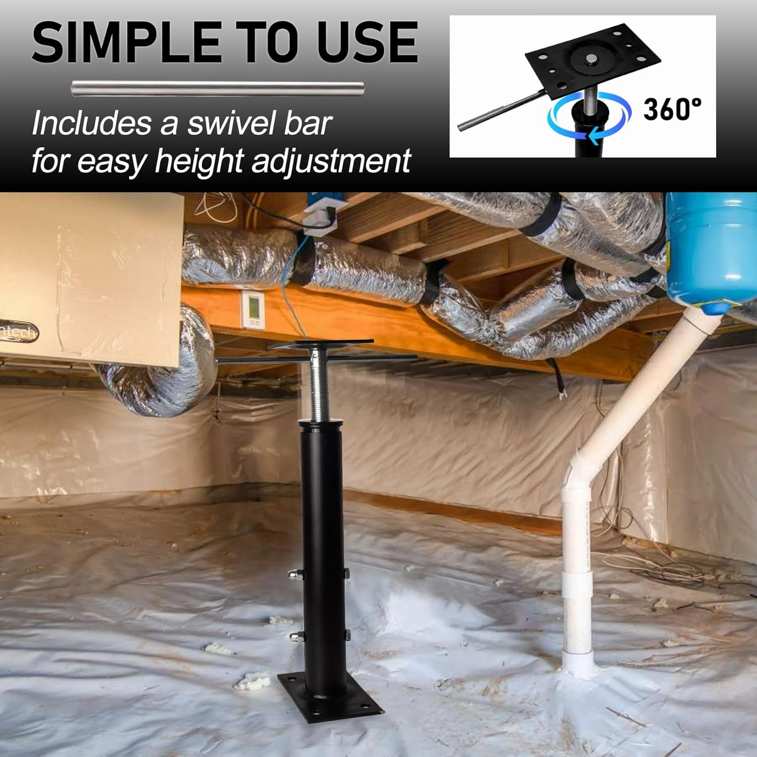 House Jacks for Leveling, Adjustable Jack Post 19" -38" Basement Floor Jack, Screw Floor Jack Post Supports Stabilizer Jacks for House Foundation, Stairs, Porches, Roof Beams