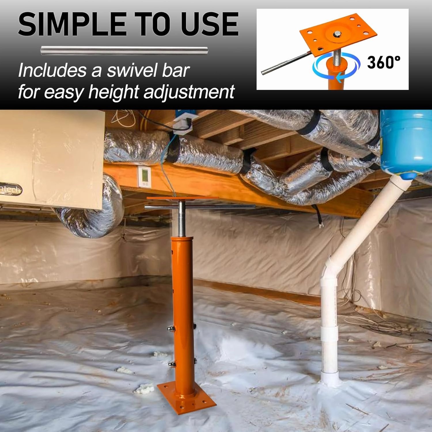 House Jacks for Leveling, Adjustable Jack Post 19" -38" Basement Floor Jack, Screw Floor Jack Post Supports Stabilizer Jacks for House Foundation, Stairs, Porches, Roof Beams