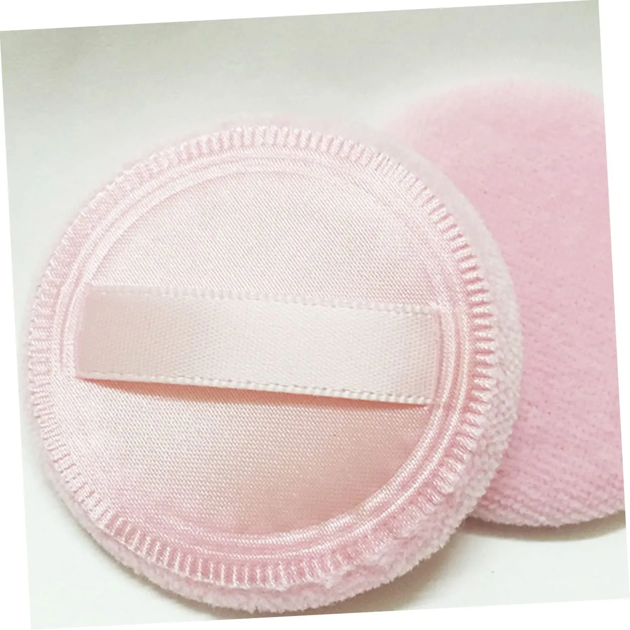 Housoutil 16 Pcs Loose Powder Puff Face Powder Puffs for Loose Powder Ribbon Face Soft Sponge Loose Face Powder Round Puff Babe Bust Dust Powder Extra Large Powder Puff Net Jumbo Gloss Pink