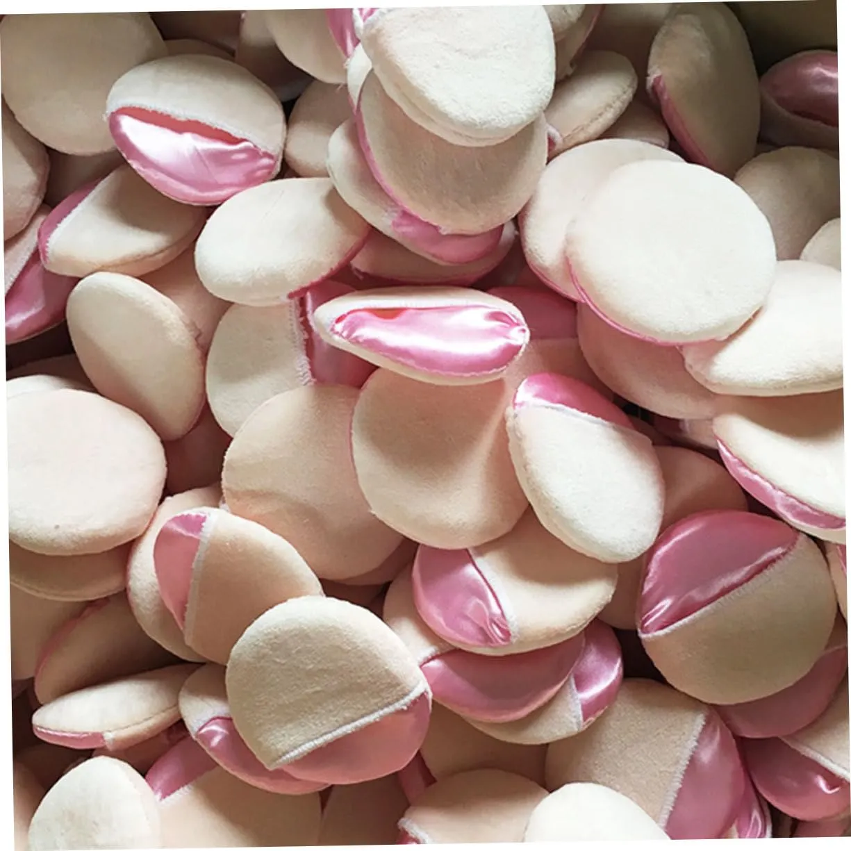 Housoutil 16 Pcs Loose Powder Puff Face Powder Puffs for Loose Powder Ribbon Face Soft Sponge Loose Face Powder Round Puff Babe Bust Dust Powder Extra Large Powder Puff Net Jumbo Gloss Pink