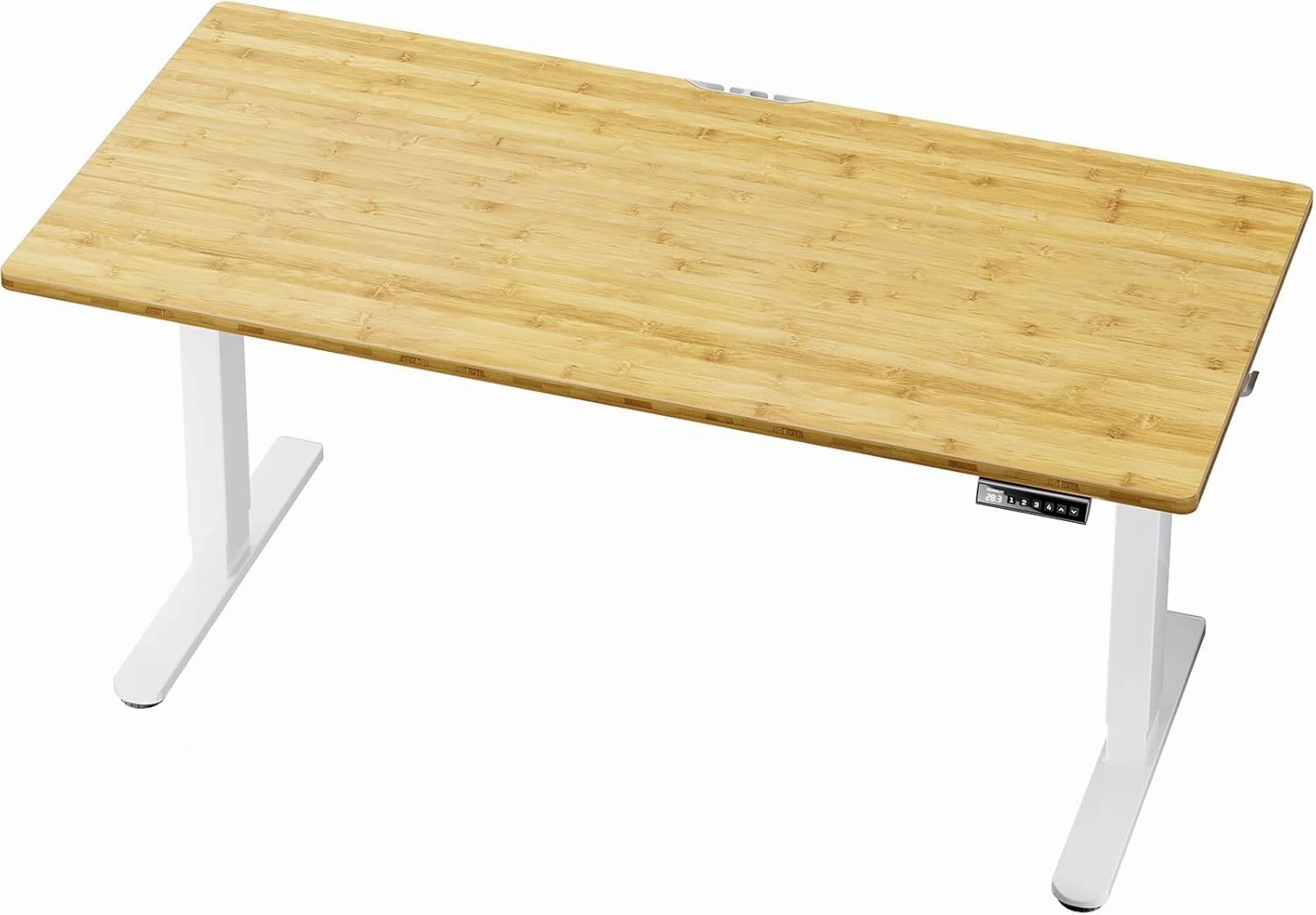 HUANUO Electric Standing Desk, 60" x 24" Whole Piece Desktop, Adjustable Height Computer Desk, 4 Height Memory Settings, Sit Stand Up Desks for Home Office, Bamboo