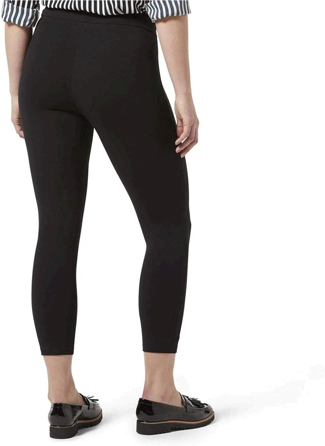 HUE Women's Wide Waistband Blackout Cotton Capri Leggings, Assorted