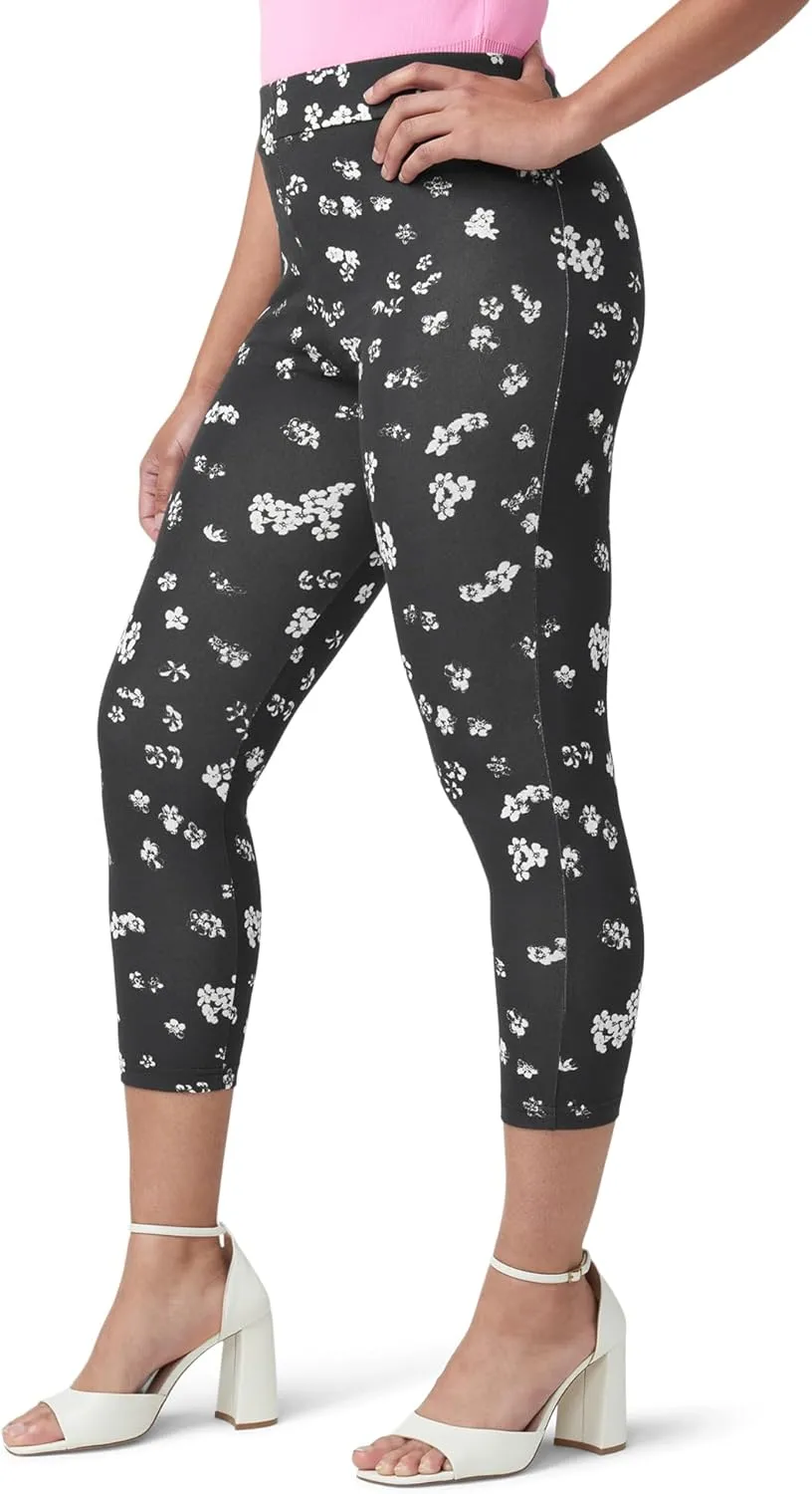 HUE Women's Wide Waistband Blackout Cotton Capri Leggings, Assorted