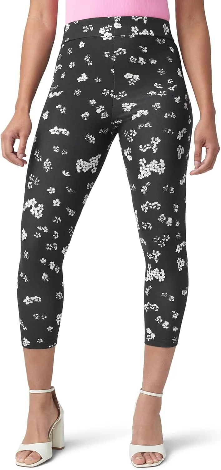 HUE Women's Wide Waistband Blackout Cotton Capri Leggings, Assorted