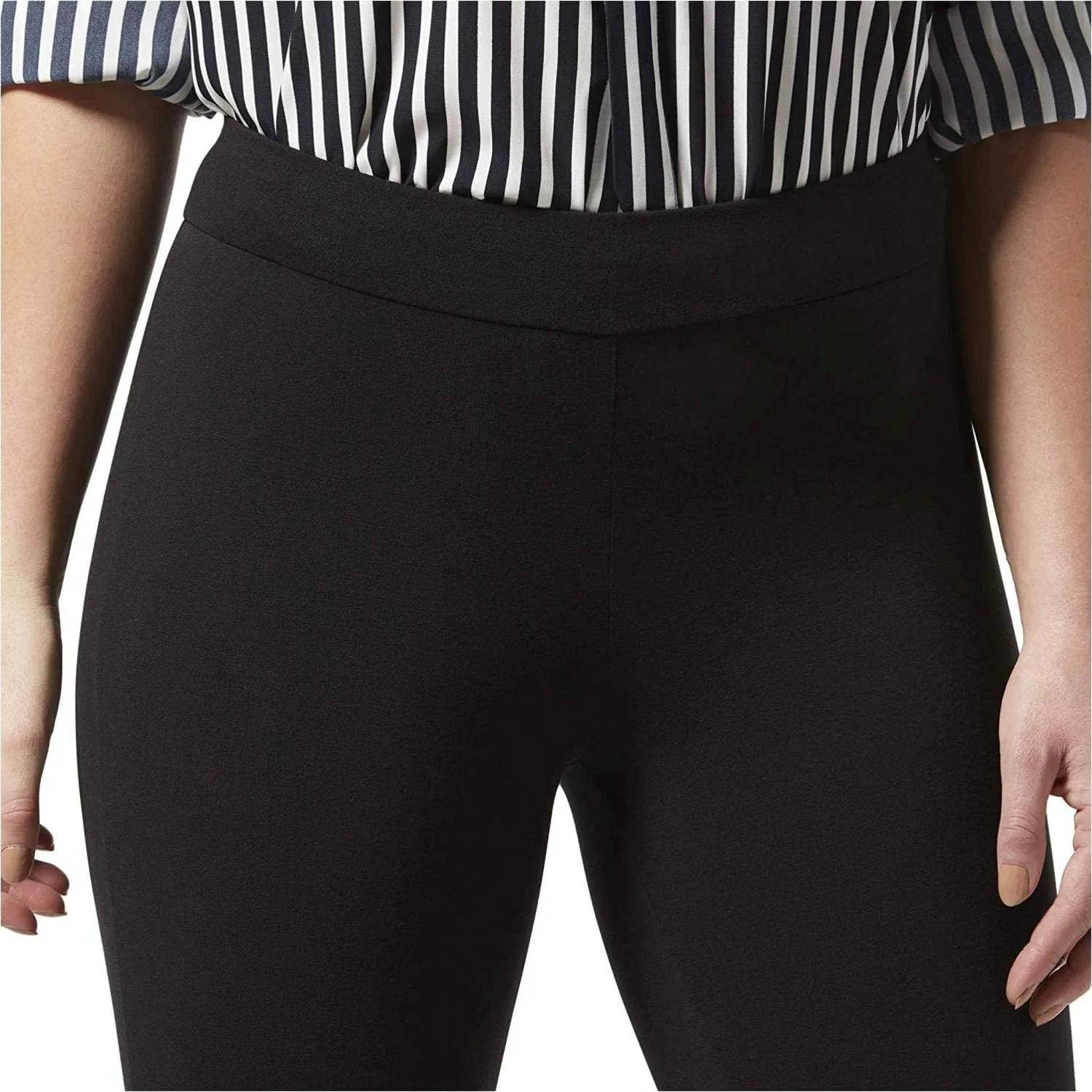 HUE Women's Wide Waistband Blackout Cotton Capri Leggings, Assorted
