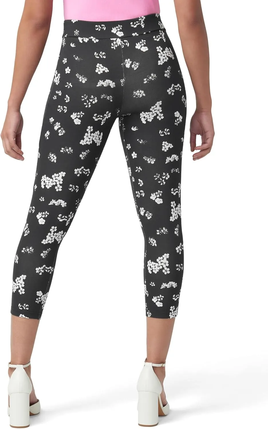 HUE Women's Wide Waistband Blackout Cotton Capri Leggings, Assorted