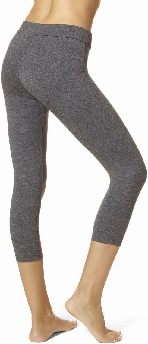 HUE Women's Wide Waistband Blackout Cotton Capri Leggings, Assorted