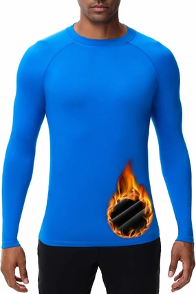 HUGE SPORTS Men's Thermal Base Layer Top for Winter Moisture Wicking Athletic Shirts for Skiing Running Workout