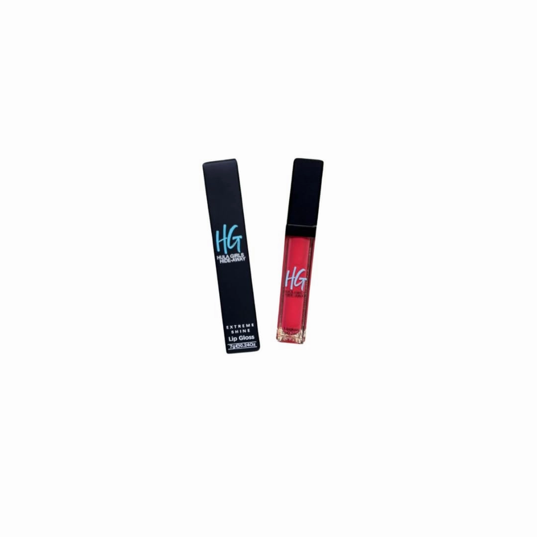 Hula Girls Hideaway – The Ultimate Lip Gloss | Love Kiss | Bold Beautiful Pinkish Red | Vegan Formula with Built-In Mirror & LED Light