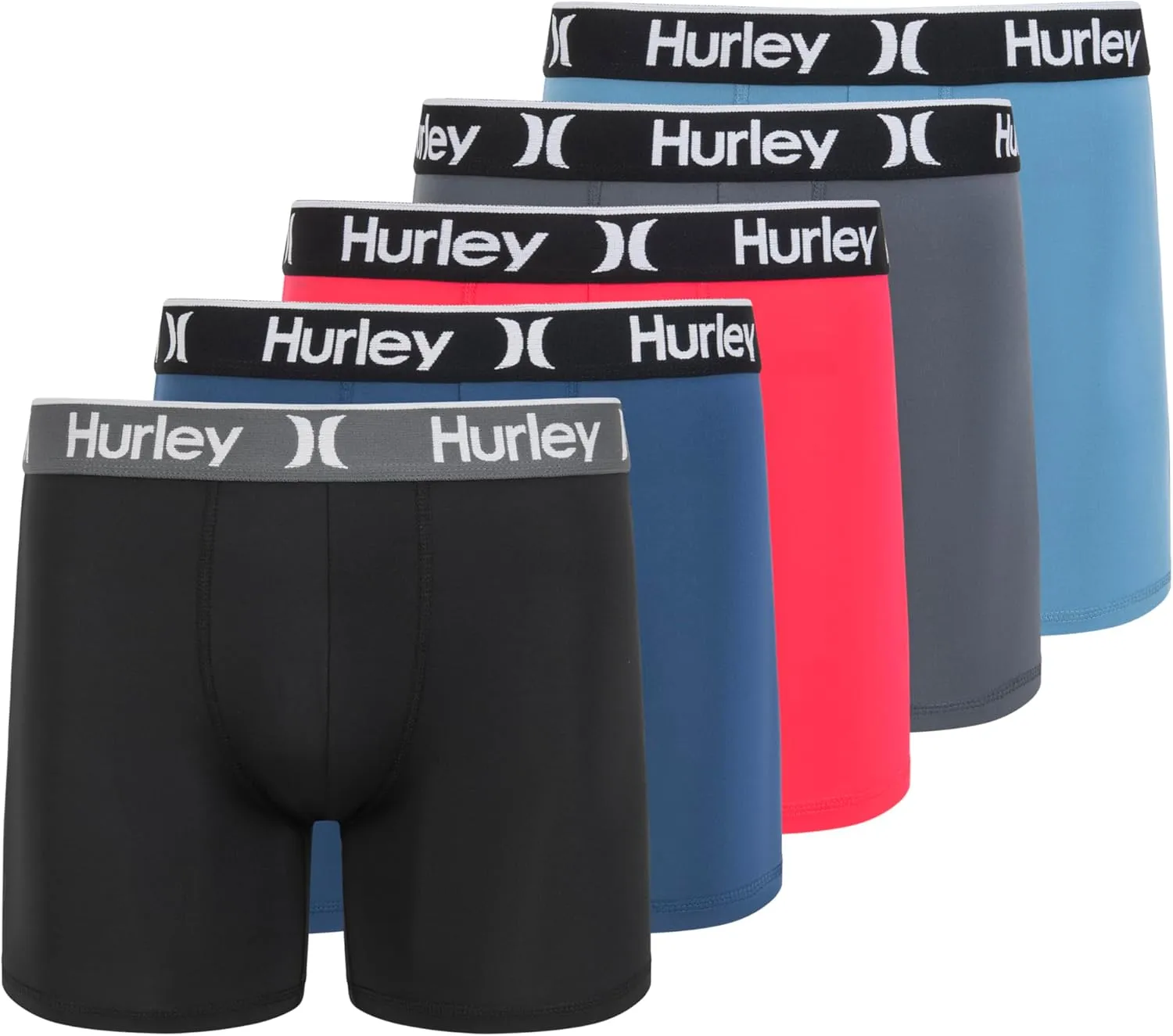 Hurley Men's 5 Pack Stretch Boxer Briefs