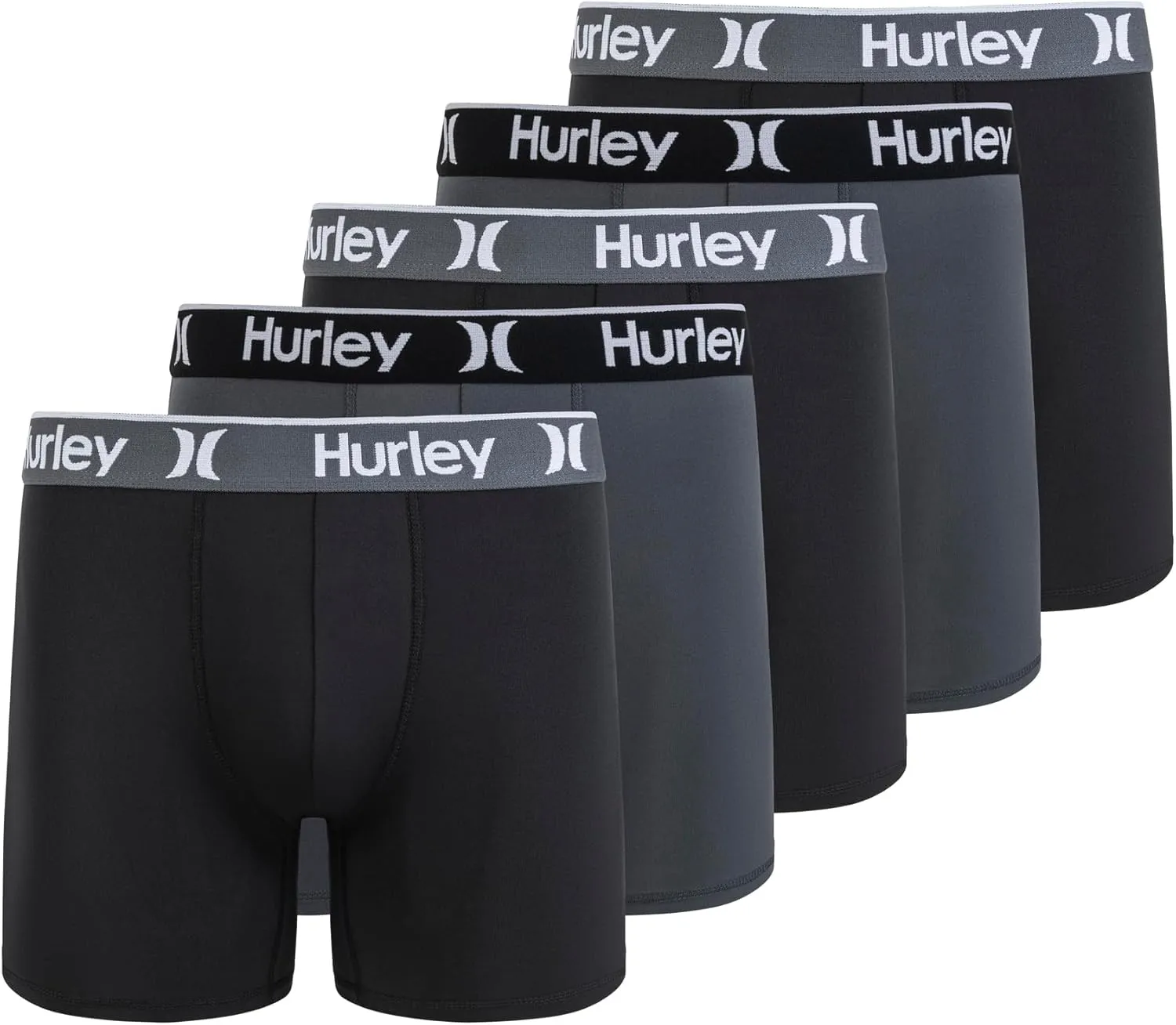 Hurley Men's 5 Pack Stretch Boxer Briefs