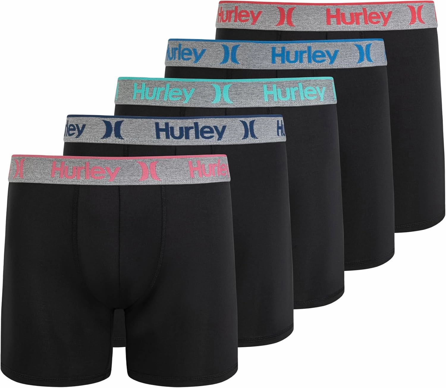 Hurley Men's 5 Pack Stretch Boxer Briefs