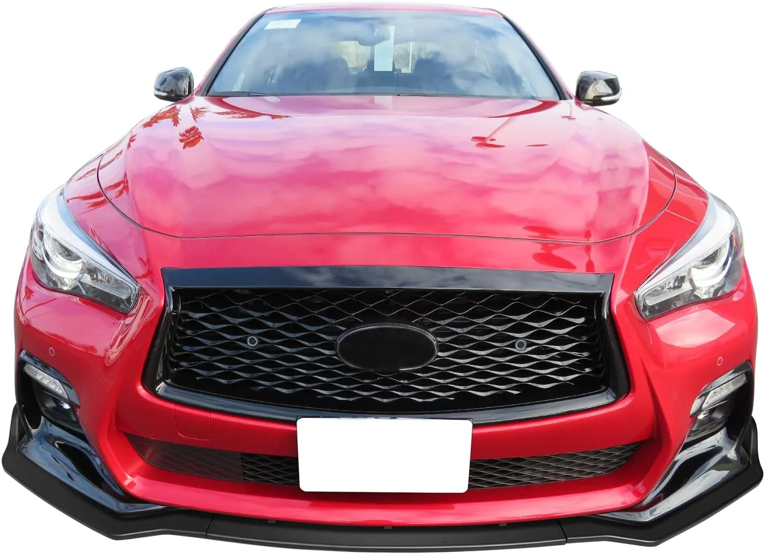 IKON MOTORSPORTS, Front Bumper Lip Compatible with 2018-2024 Infiniti Q50 Sport Models, Painted #RBP Performance Blue Metallic PP 3PCS Add-On Front Lip Spoiler Splitter, 2019 2020 2021