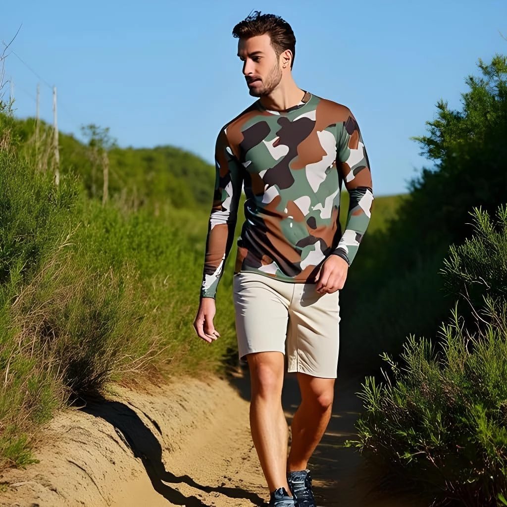 INGEAR Men's UPF 50  Long Sleeve Sun Shirt, Quick-Dry UV Protection Rash Guard for Fishing, Hiking, Swimming