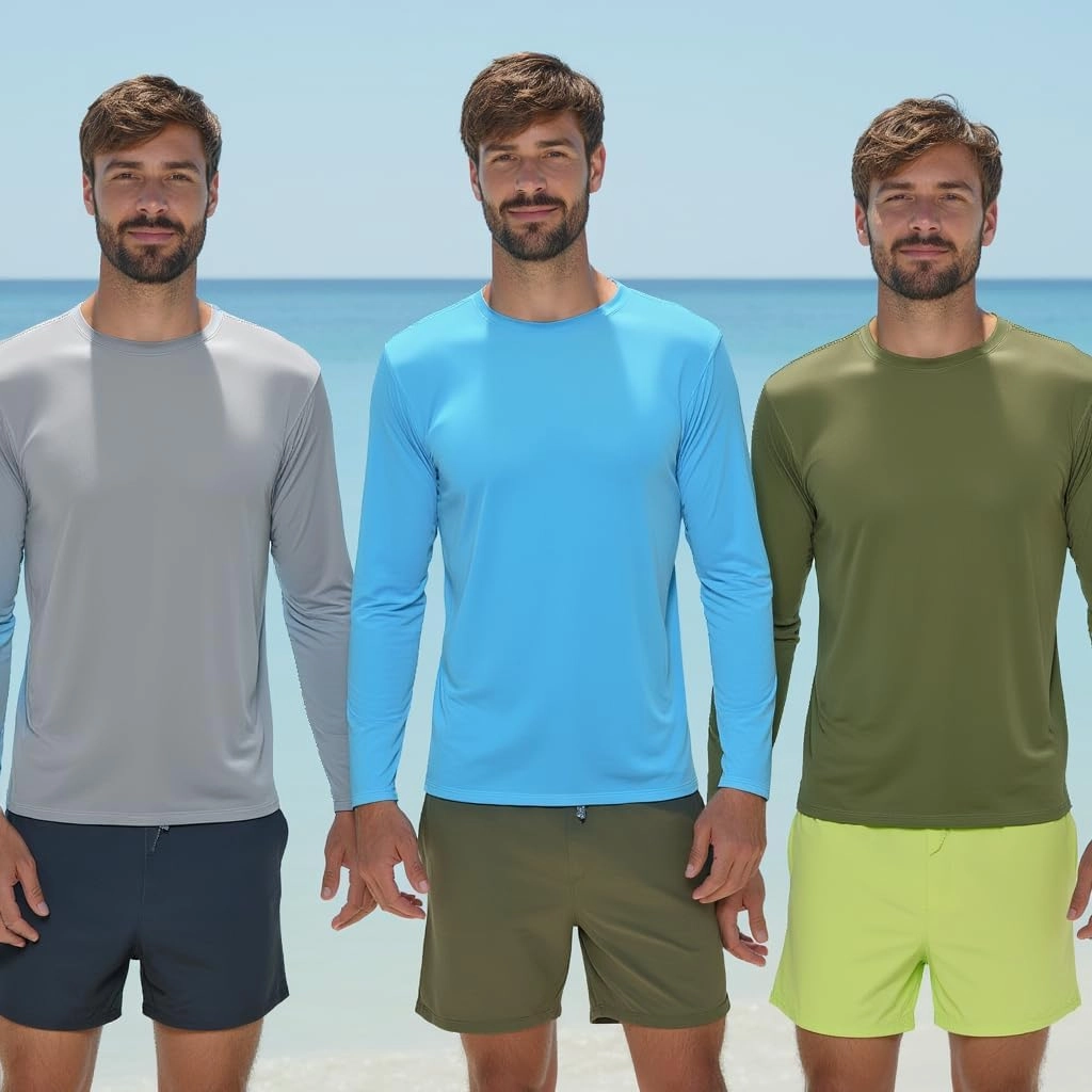 INGEAR Men's UPF 50  Long Sleeve Sun Shirt, Quick-Dry UV Protection Rash Guard for Fishing, Hiking, Swimming