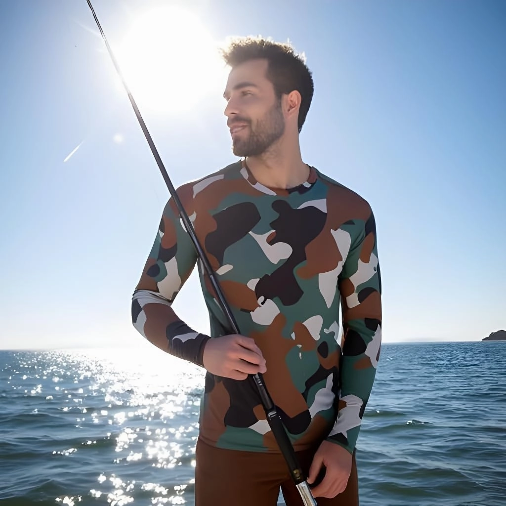 INGEAR Men's UPF 50  Long Sleeve Sun Shirt, Quick-Dry UV Protection Rash Guard for Fishing, Hiking, Swimming