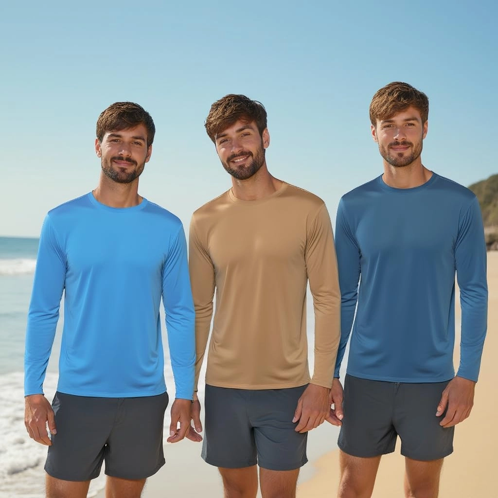 INGEAR Men's UPF 50  Long Sleeve Sun Shirt, Quick-Dry UV Protection Rash Guard for Fishing, Hiking, Swimming